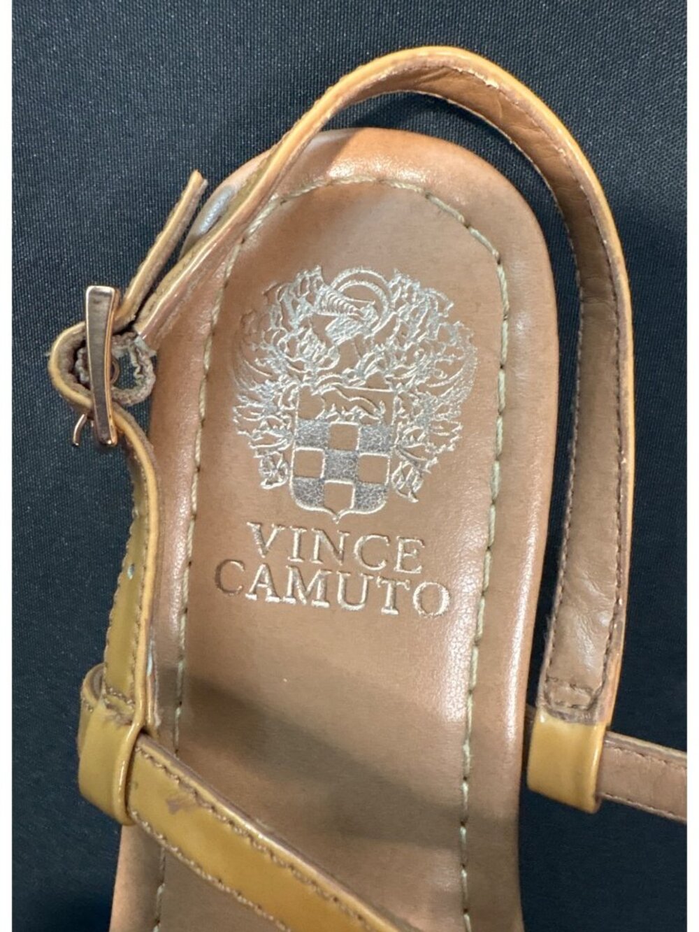 Vince Camuto “Malinda” Tan Thong Sandals Rose Gold Bow Accent Adjustable Straps - Picture 9 of 9